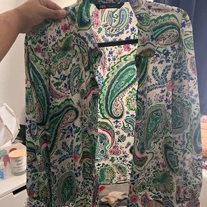 bright paisley work blouse